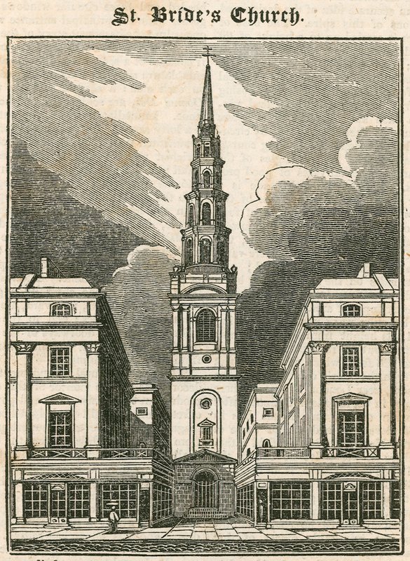 Kostel St Brides, Fleet Street, Londýn od English School