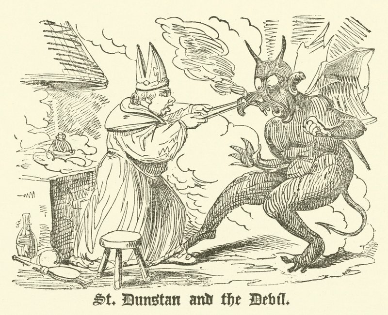 St Dunstan a ďábel (rytina) od English School
