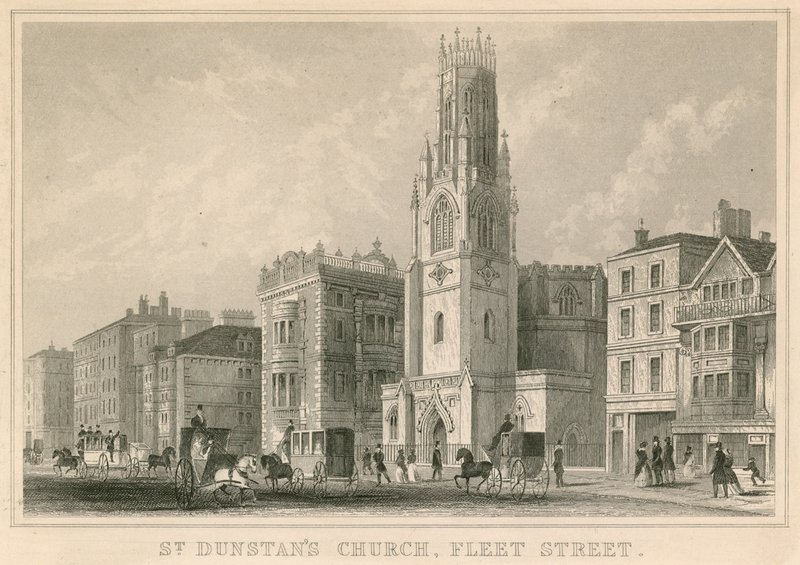 Kostel St Dunstans, Fleet Street, Londýn od English School