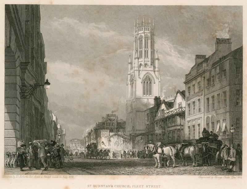 Kostel St Dunstans, Fleet Street, Londýn od English School