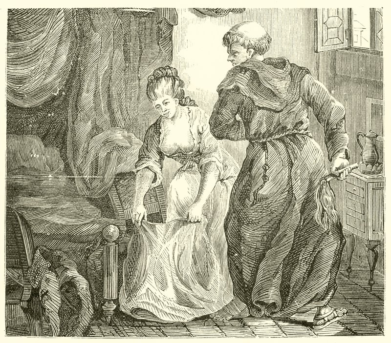 Svatý Edmund, biskup z Canterbury, byl během studií v Paříži trýzněn velmi krásnou mladou ženou. od English School