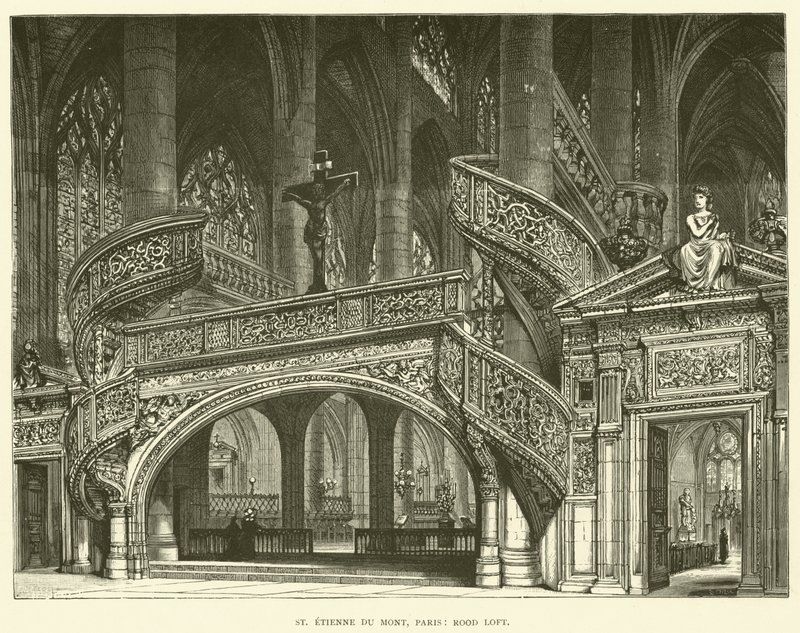 St Etienne du Mont, Paříž, Rood Loft (rytina) od English School