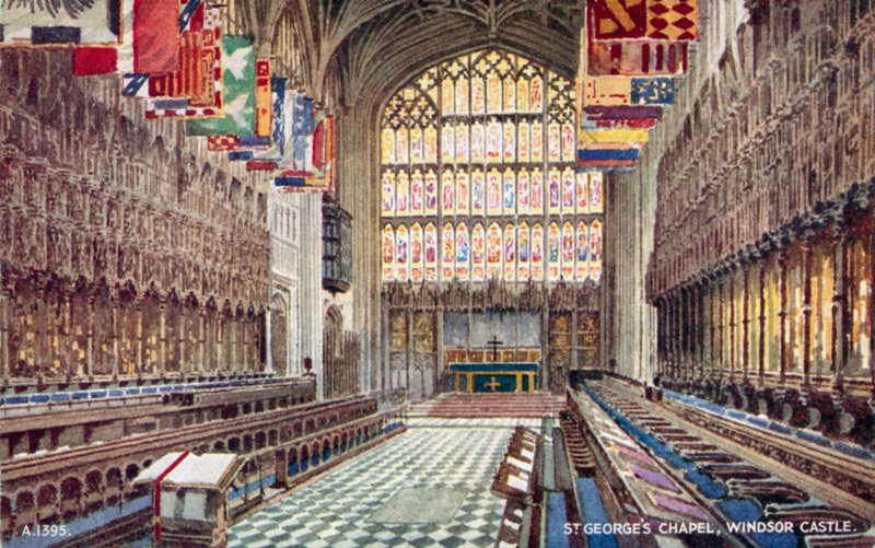 Kaple svatého Jiří na hradě Windsor, Berkshire (barevné lito) od English School