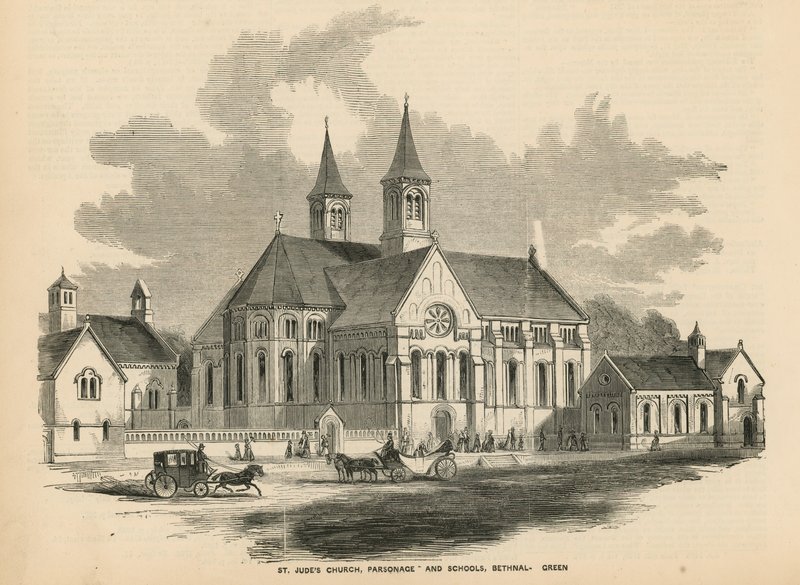 Kostel St Judes v Bethnal Green od English School