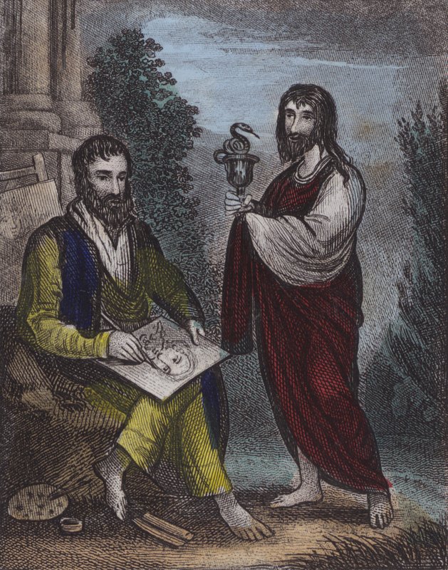 St Luke, St John (barevná rytina) od English School