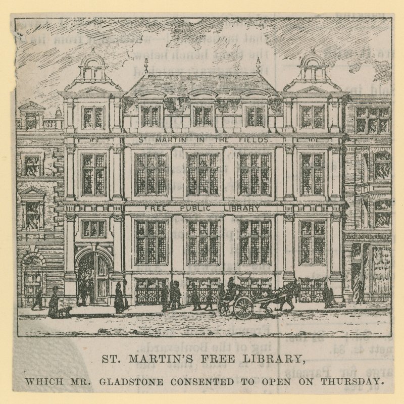 St Martins Free Library, kterou otevřel pan Gladstone od English School