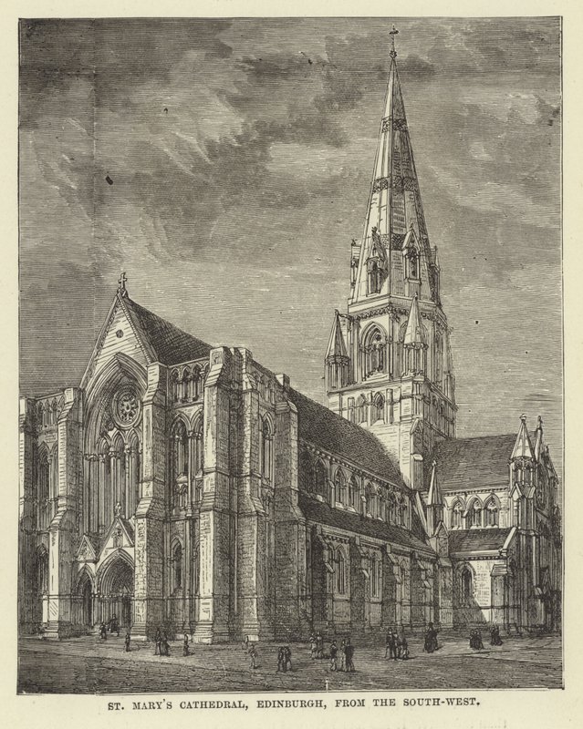 Katedrála St Marys, Edinburgh, z jihozápadu od English School