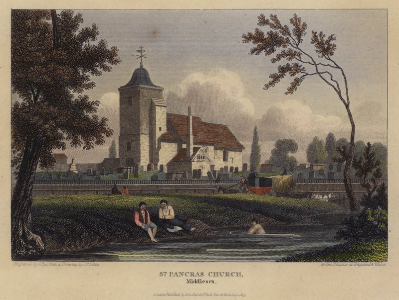 St Pancras Church, Middlesex (barevná rytina) od English School