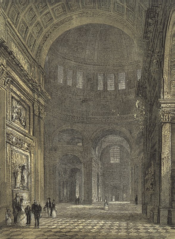 Katedrála St Pauls, interiér dómu, při pohledu na severní transept od English School