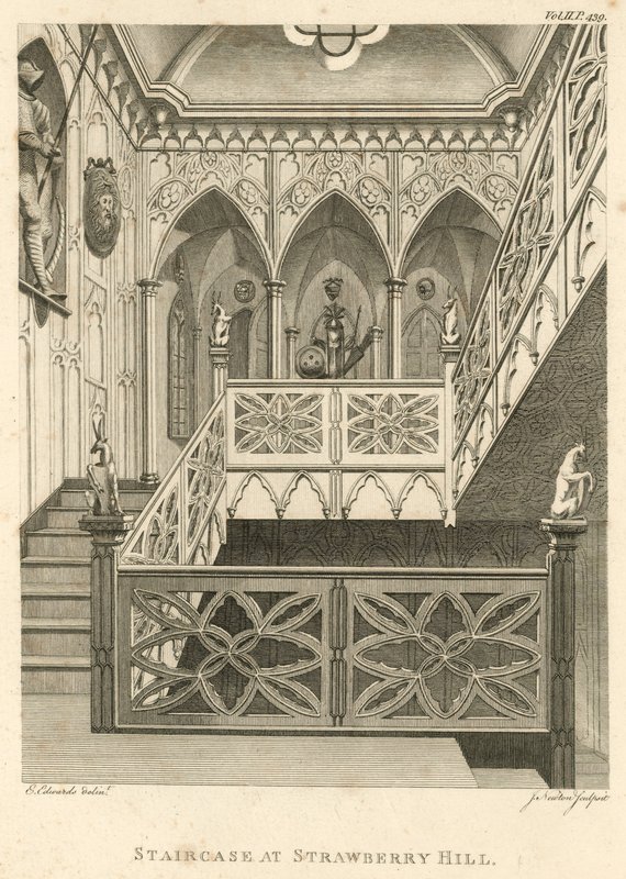 Schodiště na Strawberry Hill, Twickenham, Londýn od English School