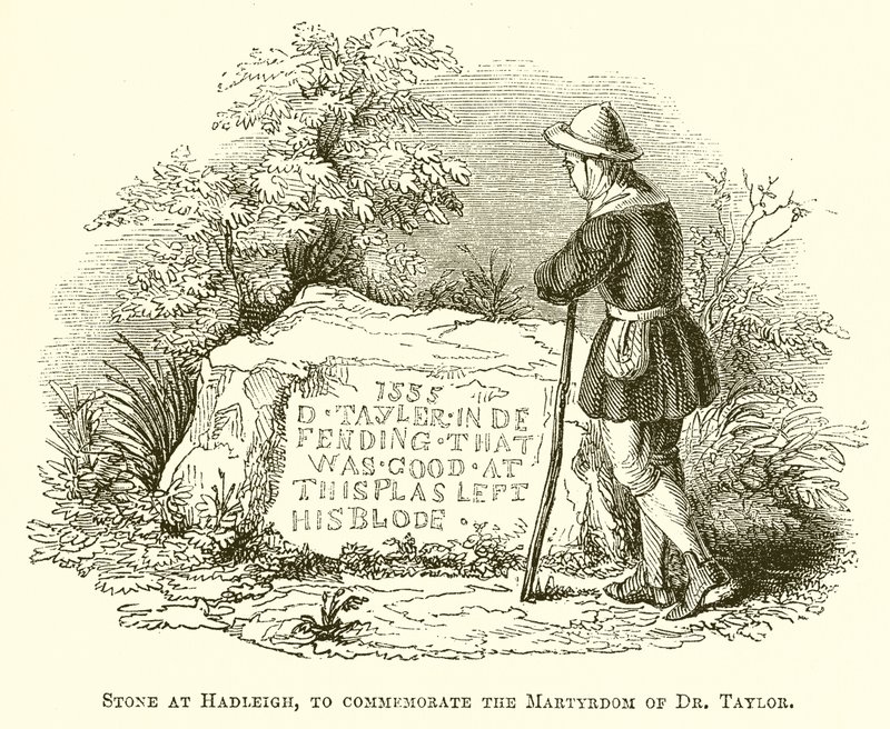 Stone at Hadleigh, na památku mučednické smrti Dr. Taylora od English School