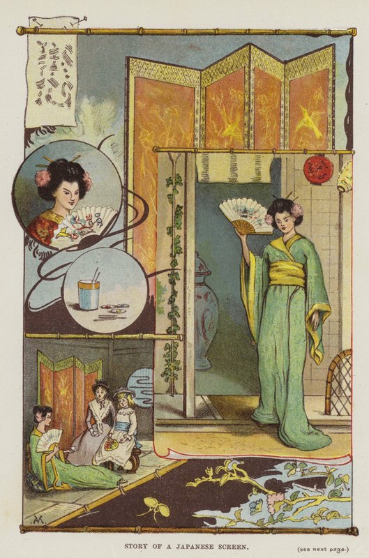Příběh japonské obrazovky (barevné lito) od English School