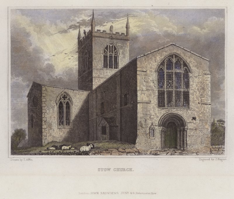 Stow Church, Lincolnshire (barevná rytina) od English School