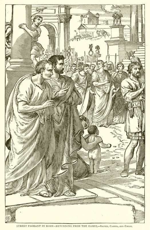 Pouliční průvod v Římě – Návrat z her – Brutus, Cassius a Caesar od English School
