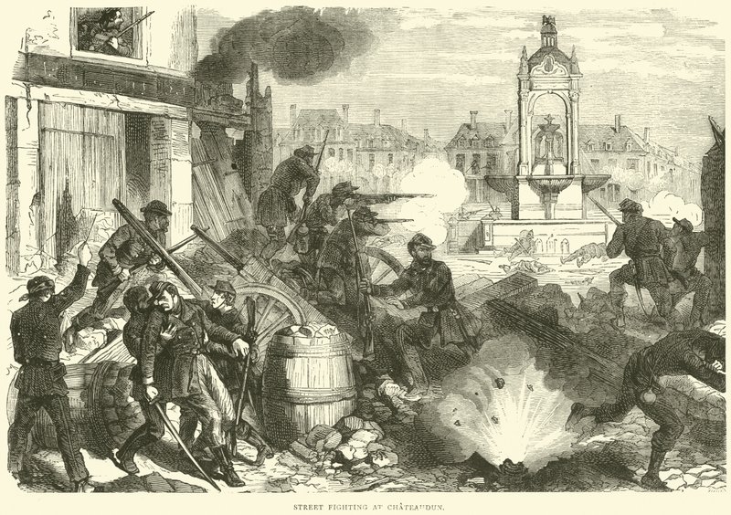 Pouliční boje u Chateaudunu, říjen 1870 od English School