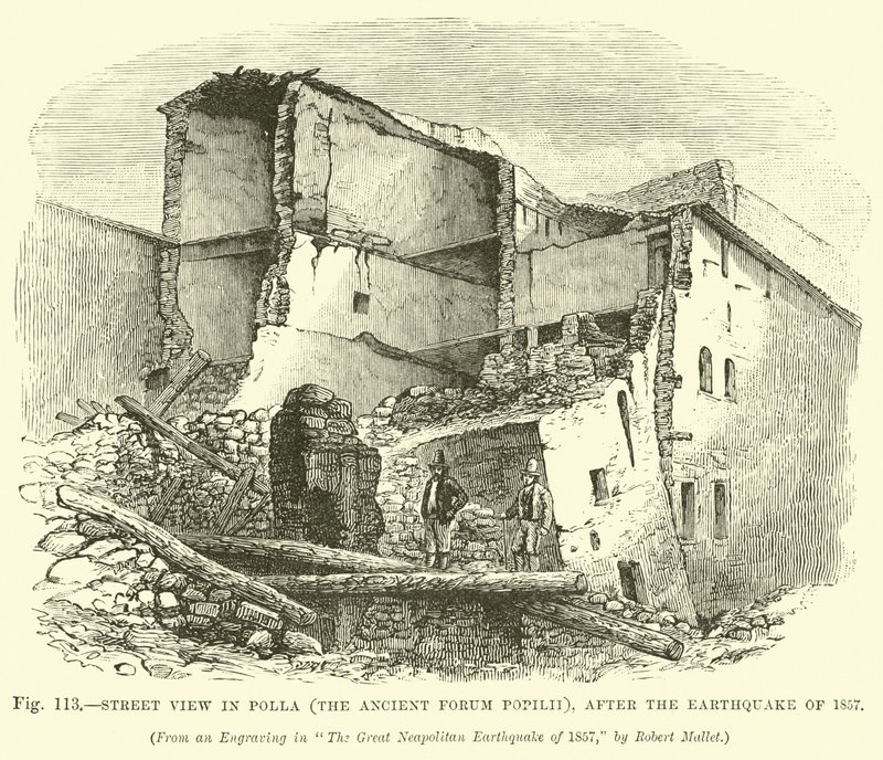 Pohled na ulici v Polle (starověké fórum Popilii), po zemětřesení v roce 1857 od English School