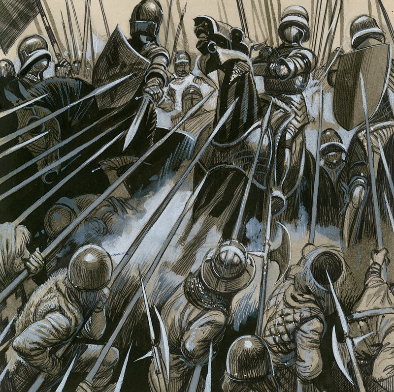 Švýcarští vojáci porazili burgundskou armádu v letech 1476-77 od English School