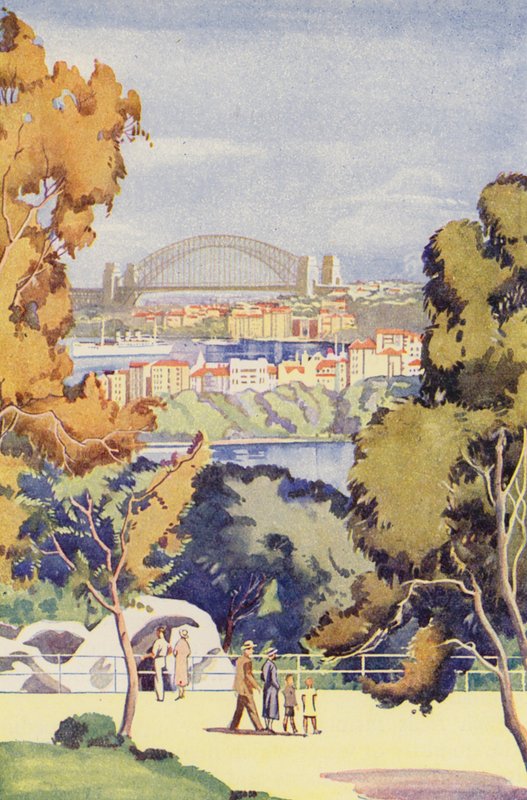 Sydney Bridge (barevná litografie) od English School