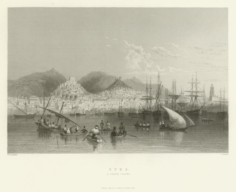 Syra, řecký ostrov, 1837 od English School
