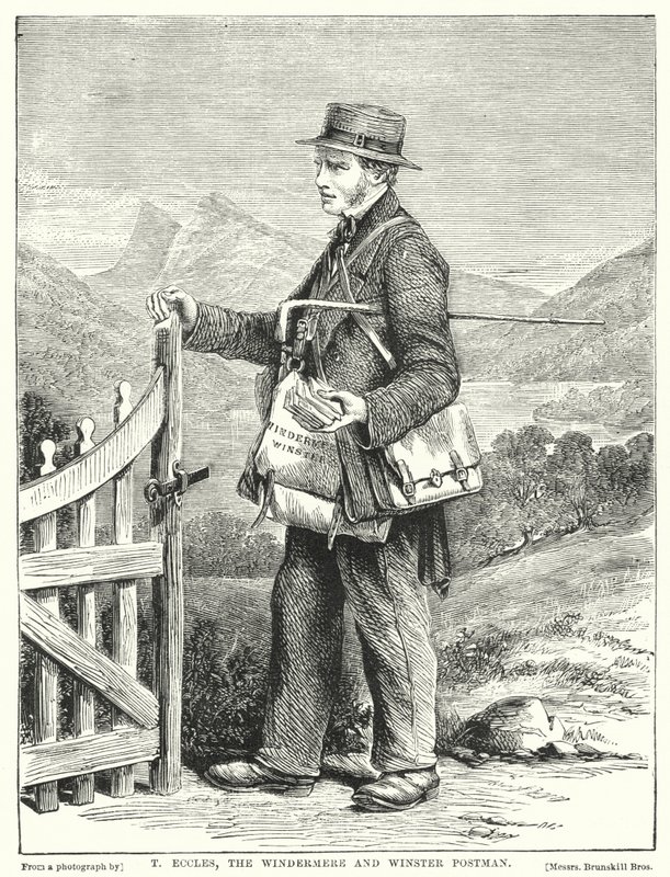 T Eccles, Windermere and Winster Postman (rytina) od English School
