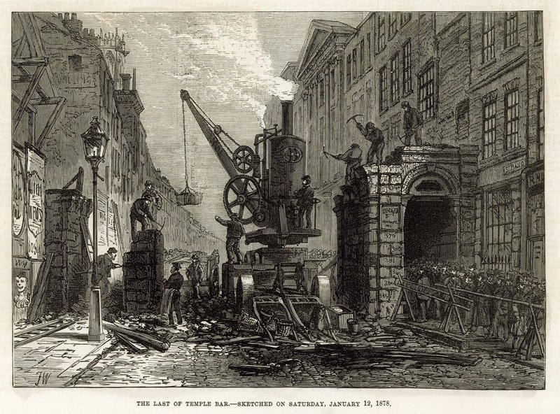 Temple Bar, Londýn. Demolice, 12. ledna 1878 od English School