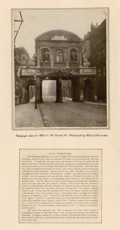 Temple Bar, Londýn, Fotografie pořízená v roce 1878 od English School