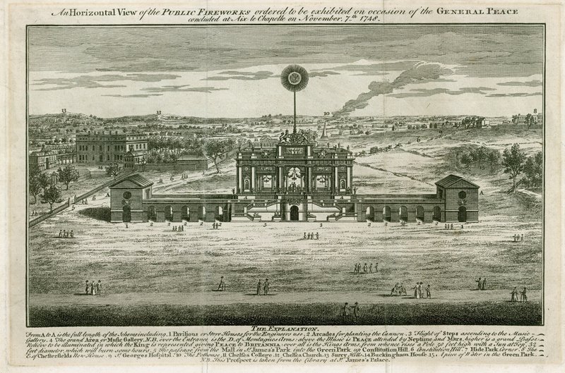 Chrám na počest míru z Aix la Chapelle 1749 od English School