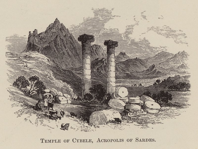 Kybelin chrám, Akropole v Sardách (rytina) od English School