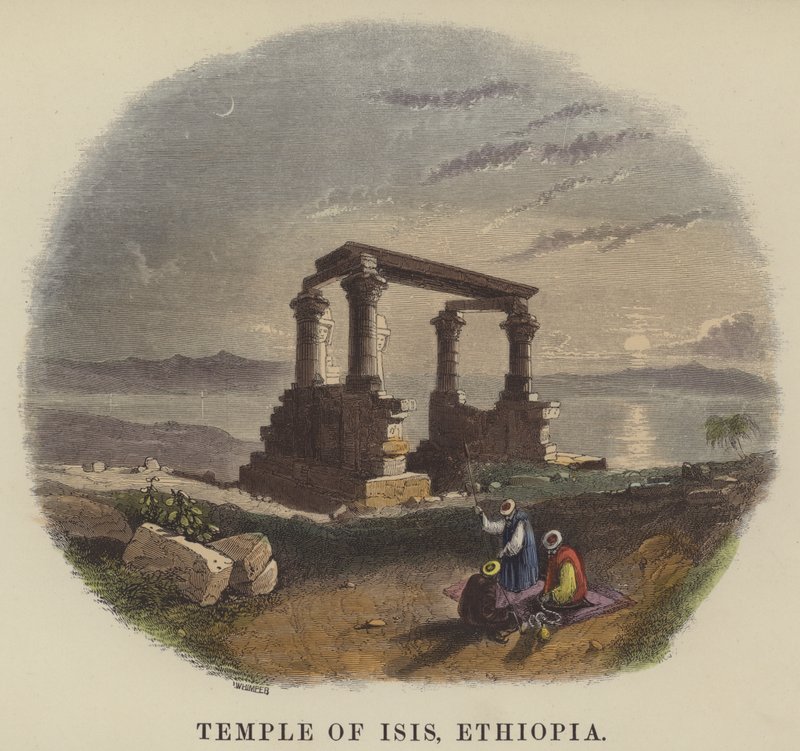 Chrám Isis, Etiopie (barevná rytina) od English School