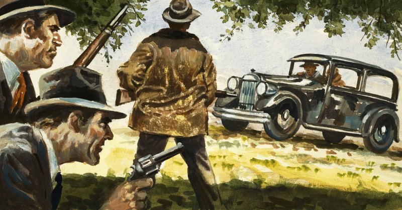 Texas Rangers přepadnou auto, které řídili Bonnie a Clyde od English School