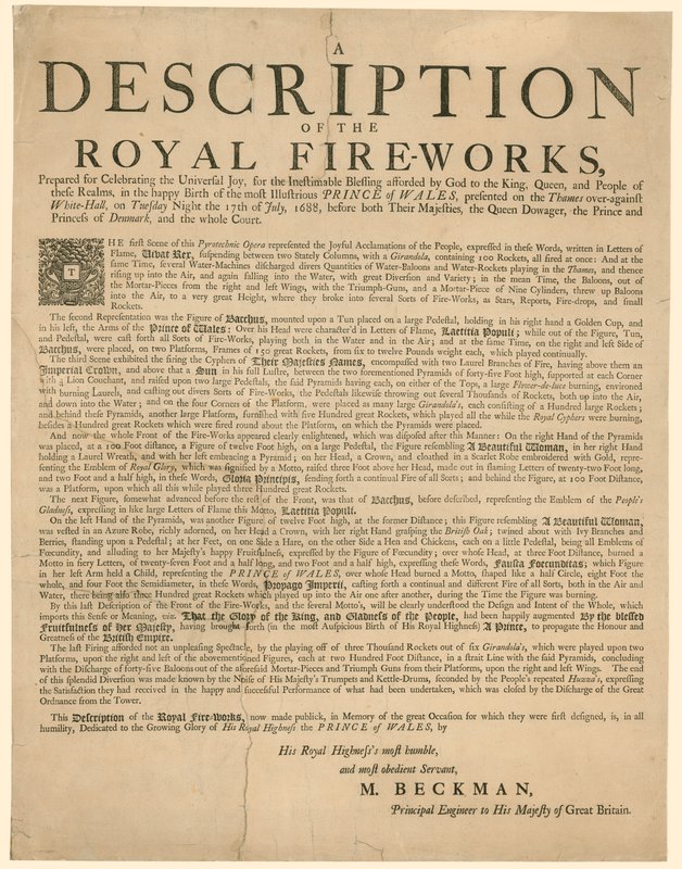 Díkůvzdání za narození Jamese Edwarda, starého uchazeče, narozeného 10. června 1688 od English School