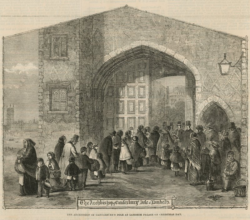 Arcibiskup z Canterburys Dole v Lambeth Palace na Štědrý den od English School