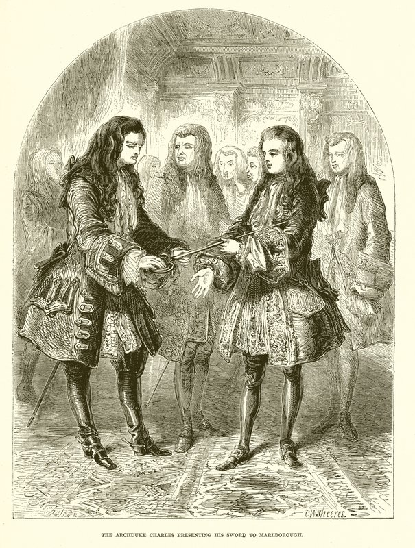 Arcivévoda Charles předkládá svůj meč Marlborough od English School