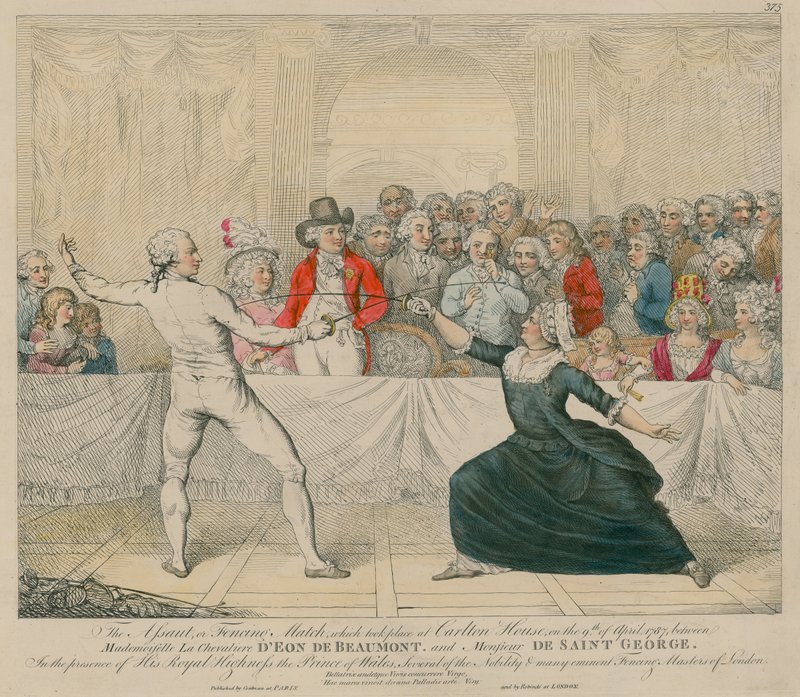 Přepadení aneb Šermířský zápas mezi mademoiselle La Chevaliere DEon de Beaumont a Monsirem de Saint George od English School