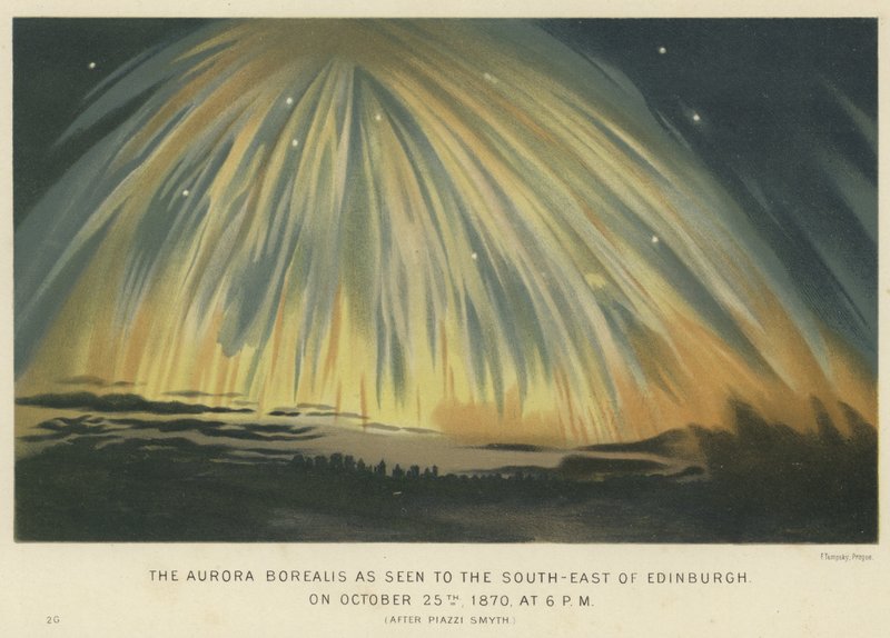 Aurora Borealis při pohledu na jihovýchod od Edinburghu od English School