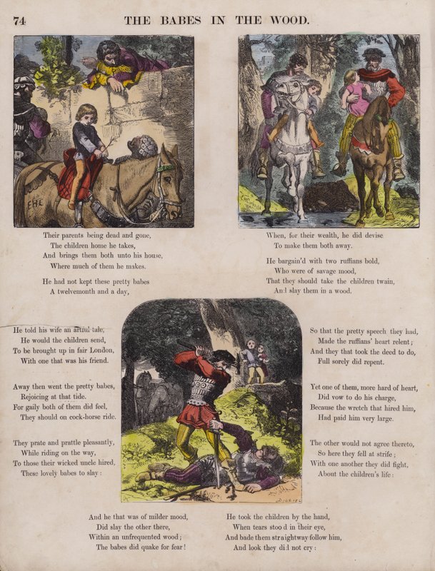 The Babes In The Wood (barevná rytina) od English School