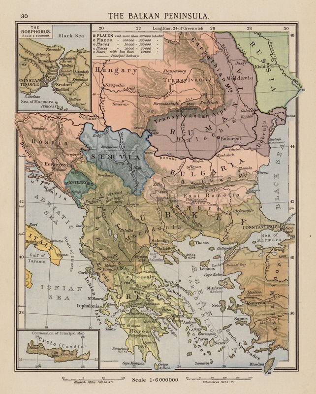 Balkánský poloostrov (barevná litografie) od English School