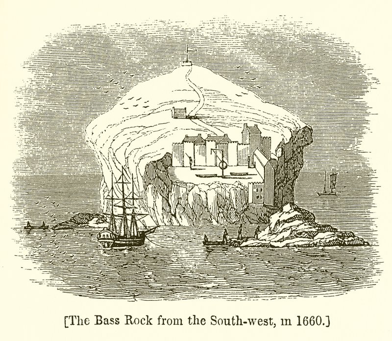 Bass Rock z jihozápadu, v roce 1660 od English School