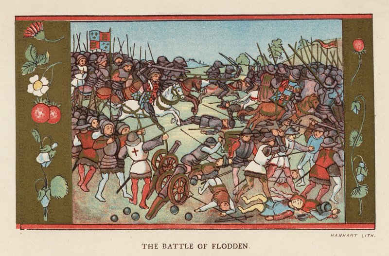 Bitva u Flodden (barevná litografie) od English School