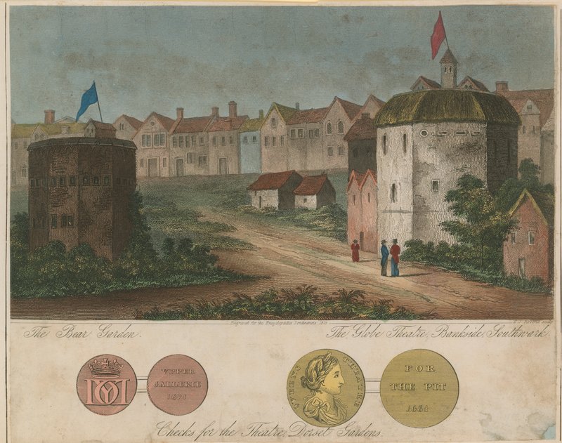 The Bear Garden and Globe Theatre, Bankside, Southwark, Londýn od English School