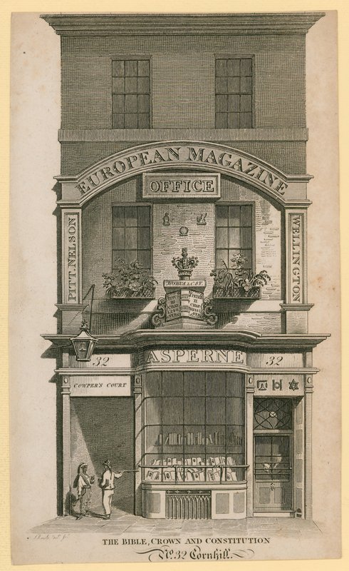Bible, koruna a ústava, Cornhill, Londýn od English School