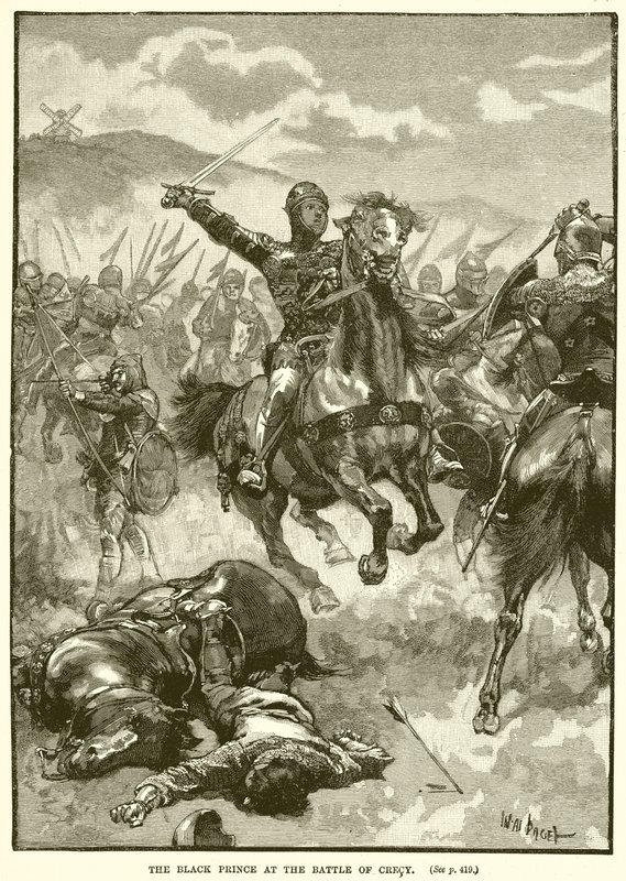 Černý princ v bitvě o Crecy od English School