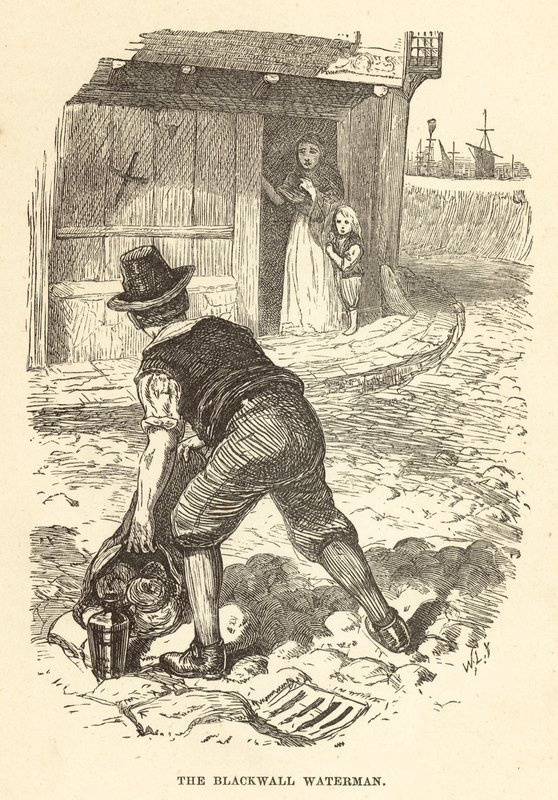 The Blackwall waterman (rytina) od English School