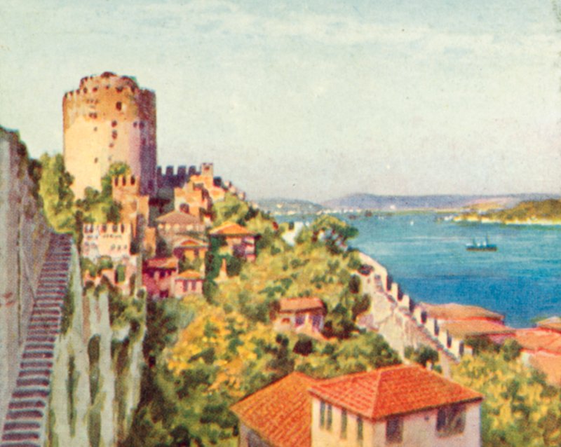 Bospor z turecké pevnosti (barevná litografie) od English School