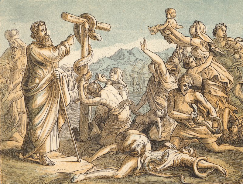 The Brazen Serpent (barevná rytina) od English School
