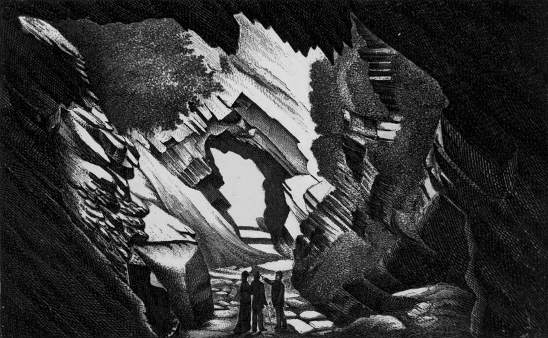 Jeskyně Briary, Watermouth (litho) od English School