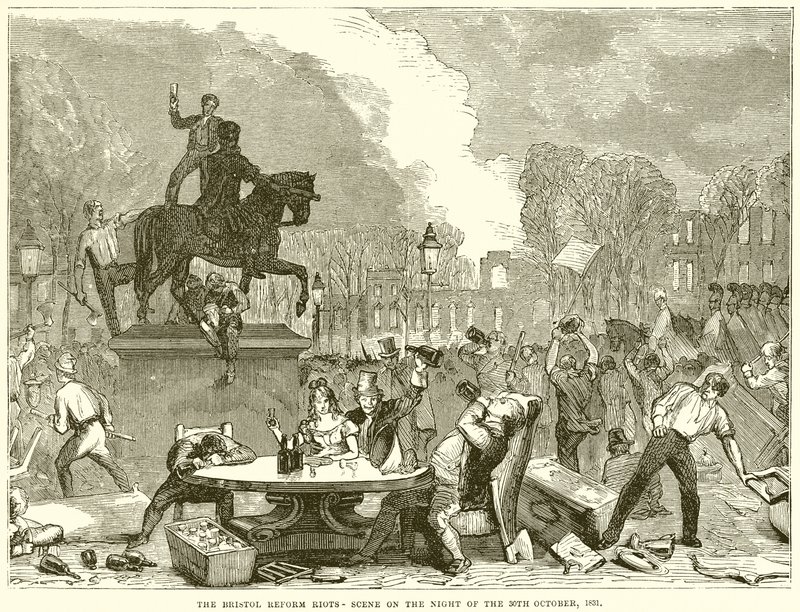 Bristol Reform Riots-Scene v noci 30. října 1831 od English School