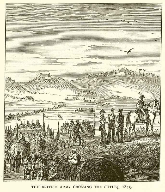 Britská armáda překračující Sutlej, 1845 od English School