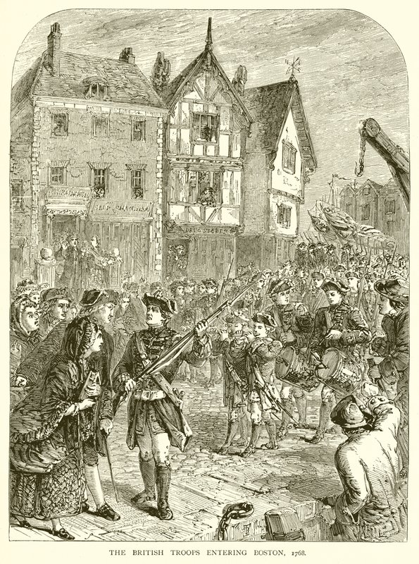 Britská vojska vstupující do Bostonu, 1768 od English School