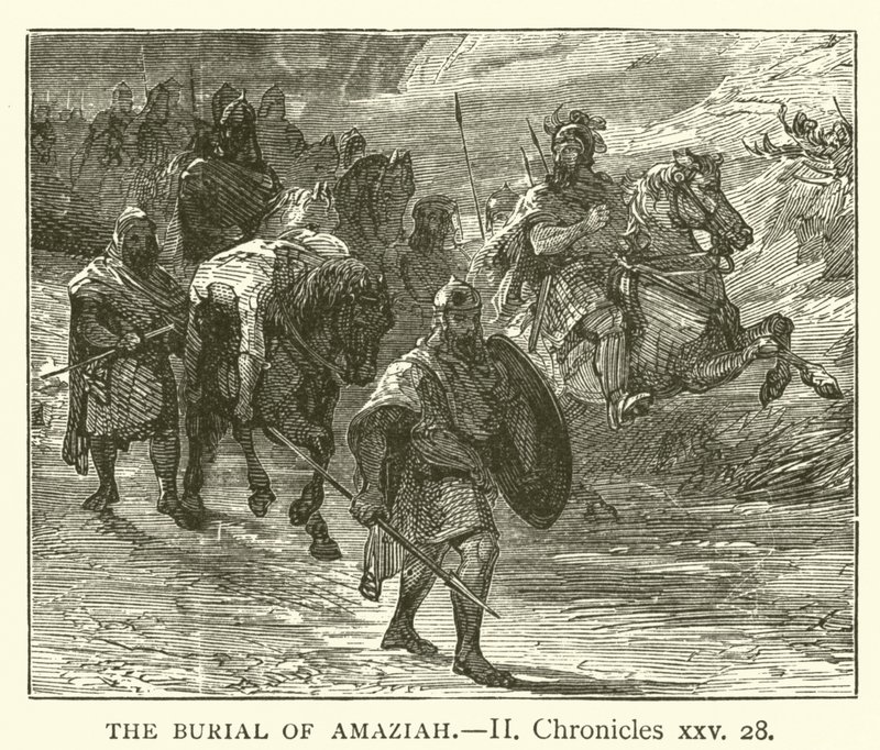 The Burial of Amaziah, II, Chronicles, xxv, 28 (rytina) od English School